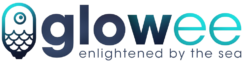 Glowee color logo with motto - enlightened by the sea