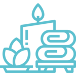 yoga style candle plant & towels icon